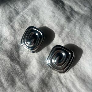 Elegant Silver Square Earrings